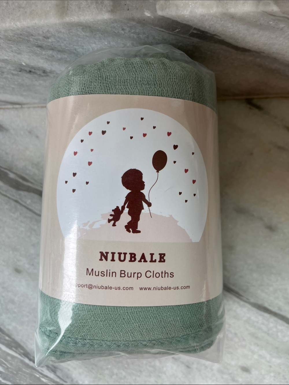 Niubale Muslin Burp Cloths - Sage Green